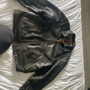 Andrew Marc Black Leather Bomber Jacket